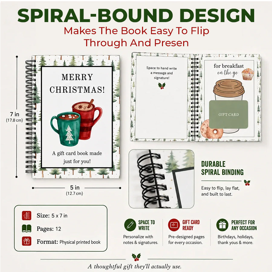 🔥 Last Day 50% OFF 🔥 Christmas Gift Card Book – 12 Gift Card Pages & Personal Message Holder!