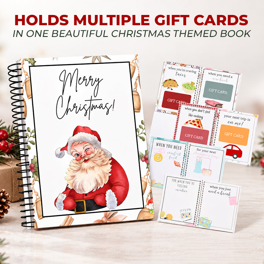 🔥 Last Day 50% OFF 🔥 Christmas Gift Card Book – 12 Gift Card Pages & Personal Message Holder!