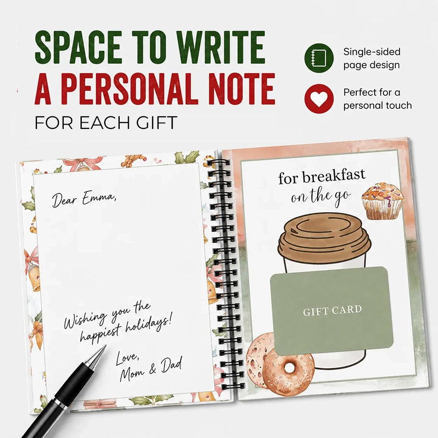 🔥 Last Day 50% OFF 🔥 Christmas Gift Card Book – 12 Gift Card Pages & Personal Message Holder!